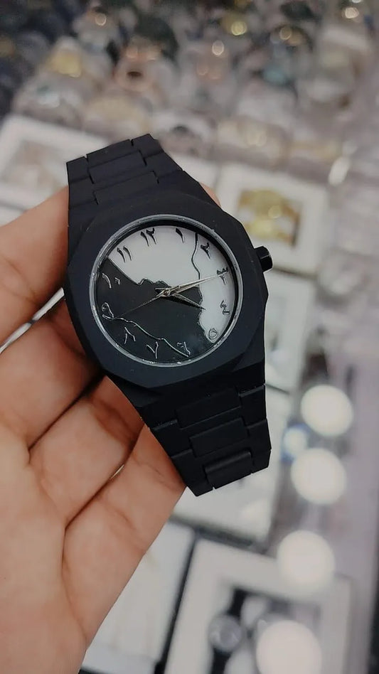 Black Aura Arabic Watch Light weight For Men,Gift